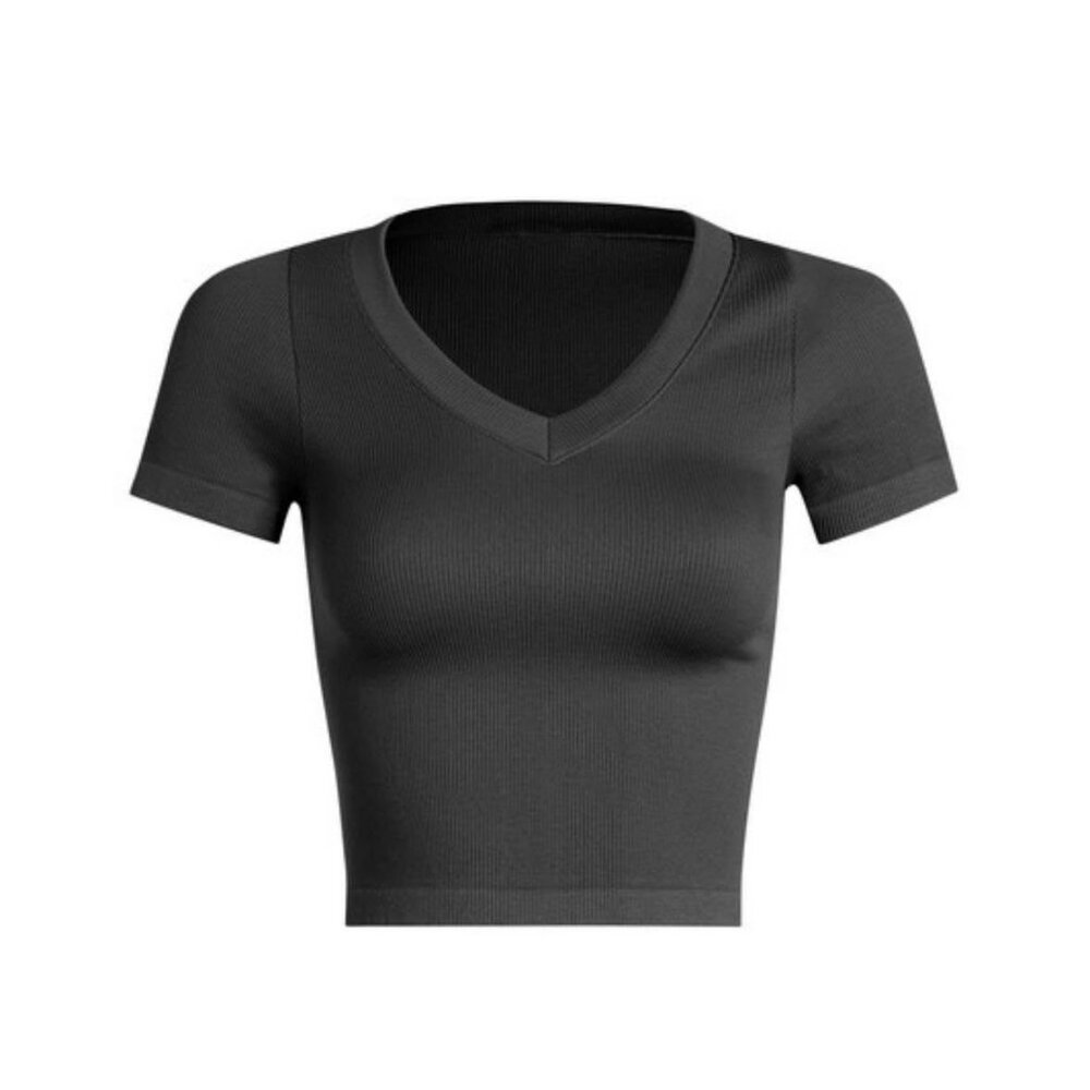 Dynamic Ribbed V-Neck Cropped Top
